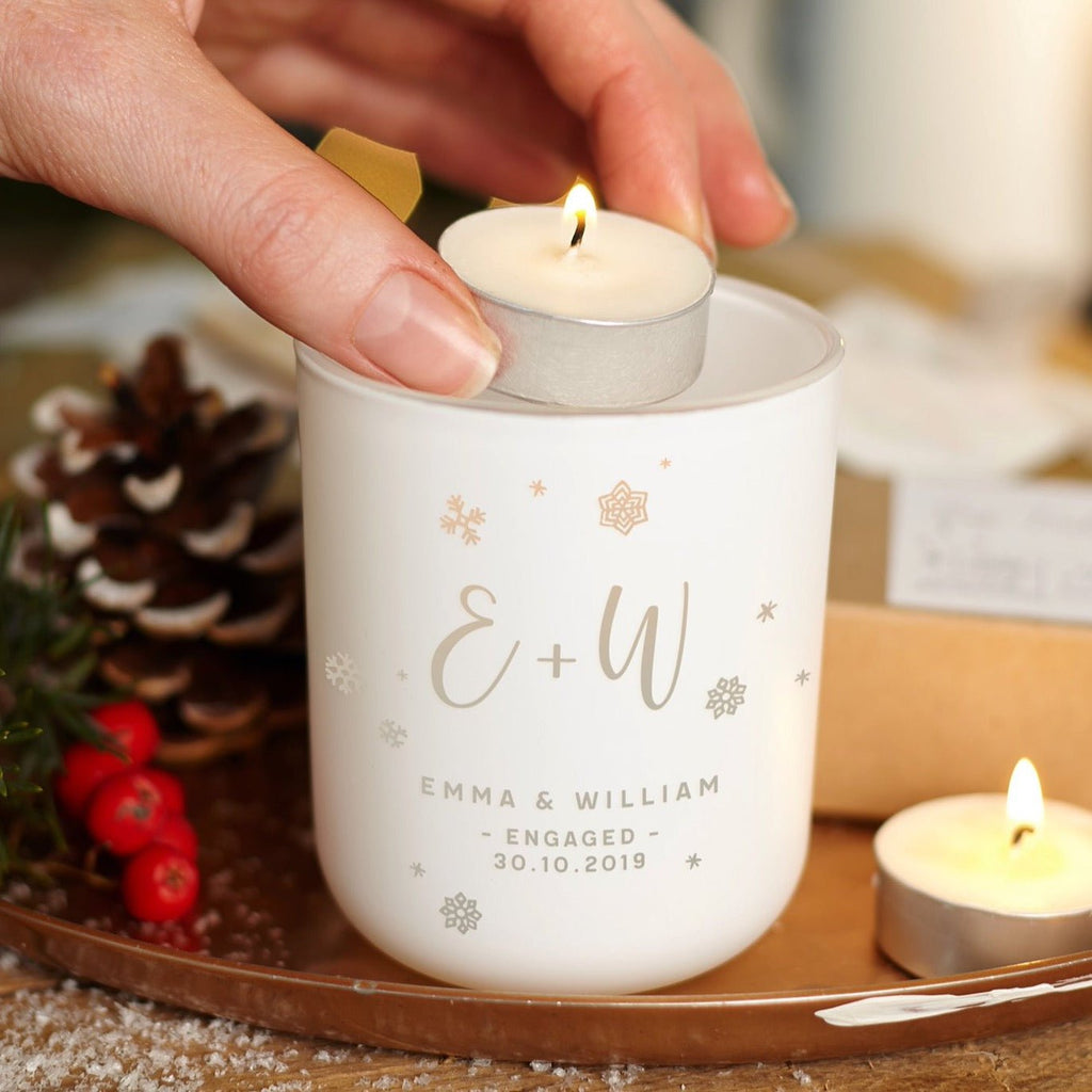 Engagement Christmas Tealight Holder Candle - Kindred Fires