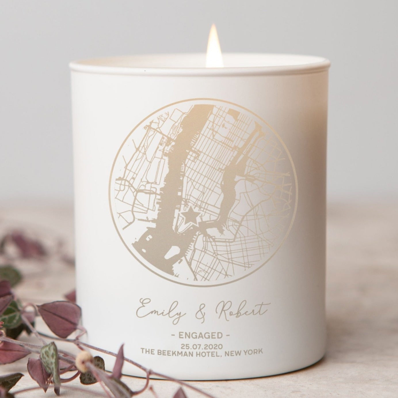 Engagement Gift Any Map Candle - Kindred Fires