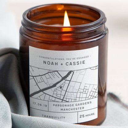 Engagement Gift Any Map Jar Candle - Kindred Fires