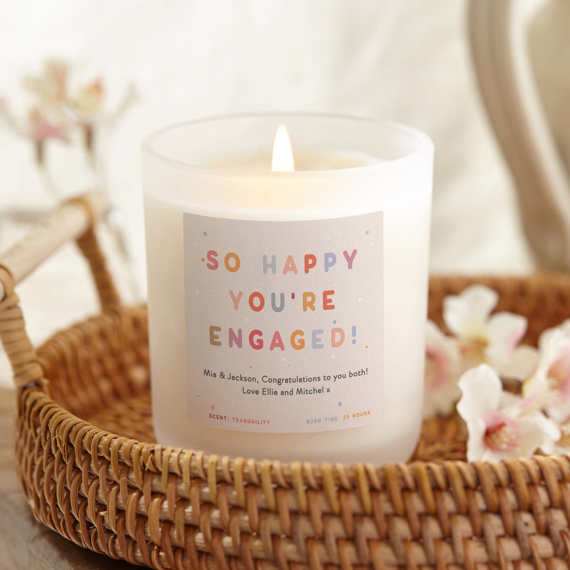 Engagement Gift Colourful Candle Personalised - Kindred Fires