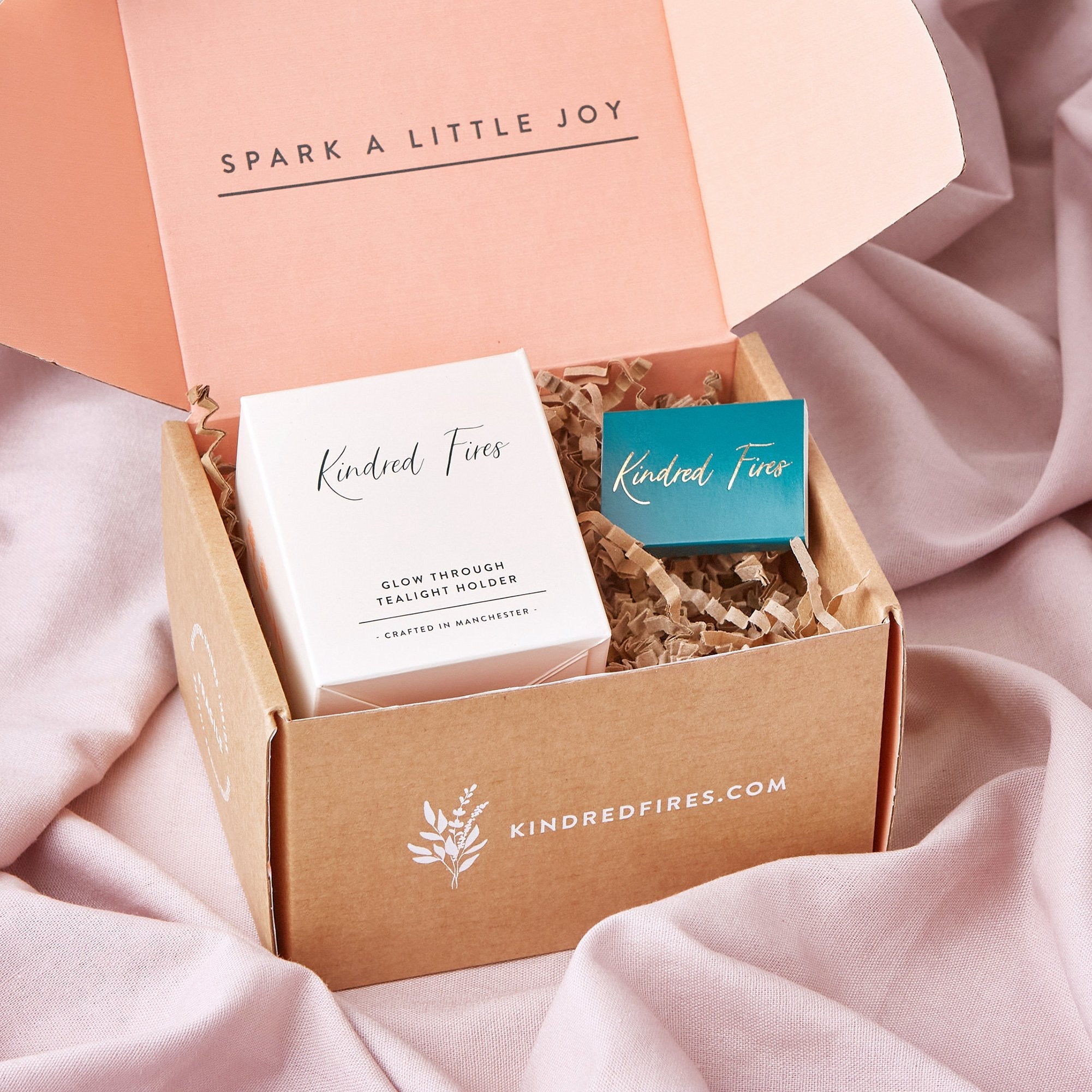 Engagement Gift Tea Light Holder and Candles Botanical - Kindred Fires