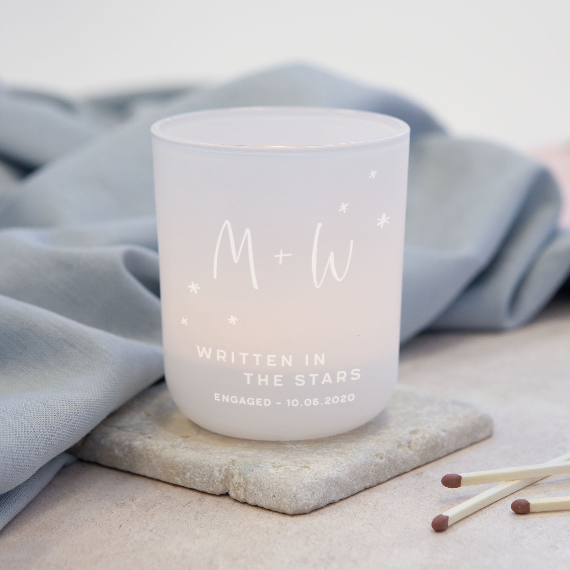 Engagement Gift Tea Light Holder and Candles Stars - Kindred Fires