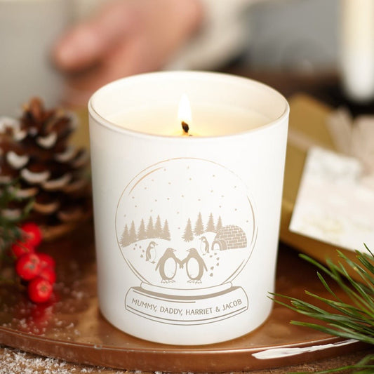 Family Personalised Snow Globe Candle - Kindred Fires