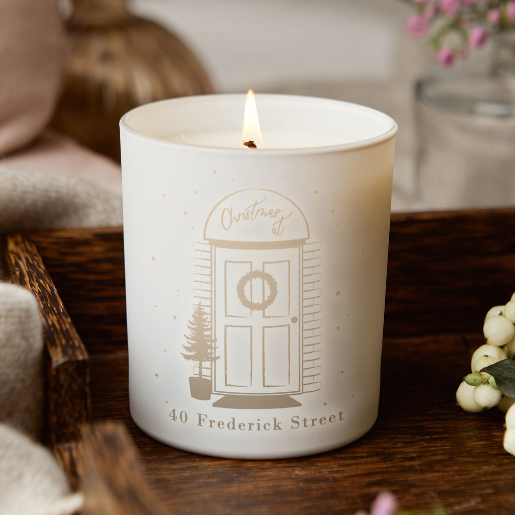 First Christmas in New Home Candle Personalised Door - Kindred Fires