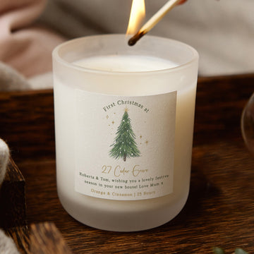 First Christmas in New Home Candle Personalised Tree - Kindred Fires