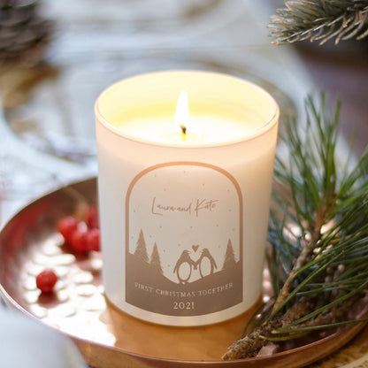 First Christmas Together Girlfriend Gift Personalised Scented Candle - Kindred Fires