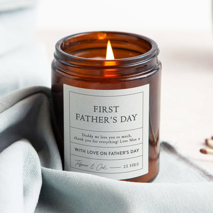 First Father's Day Gift Personalised Candle - Kindred Fires