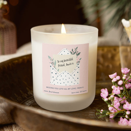 Friendship Letter Personalised White Candle - Kindred Fires