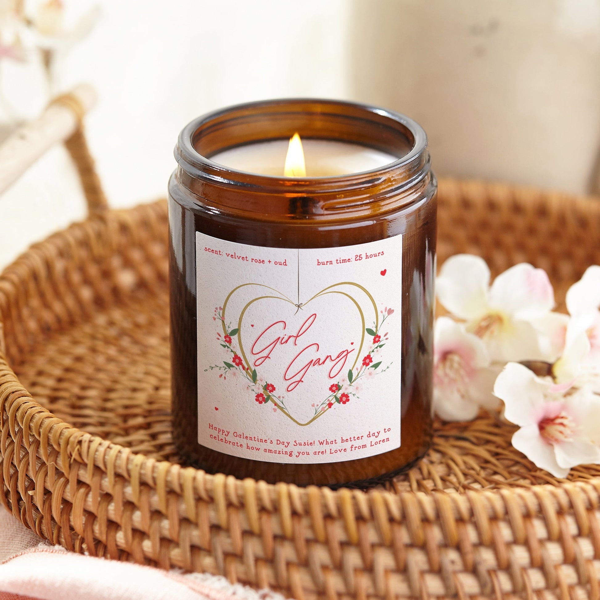 Galentine's Day Gift Personalised Candle - Kindred Fires