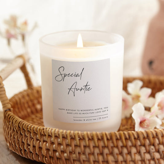 Gift for Auntie Muted Script Candle - Kindred Fires
