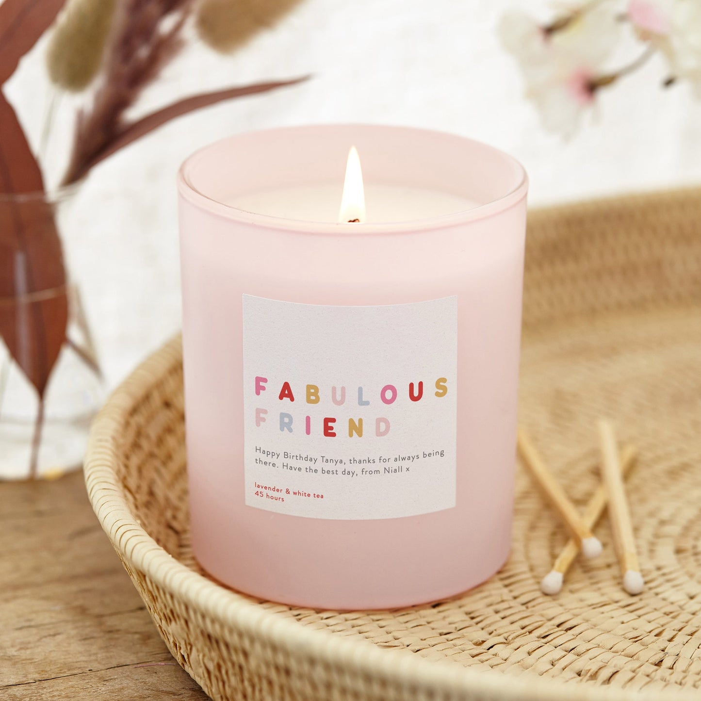 Gift for Friend Fabulous Friend Birthday Pink Candle - Kindred Fires