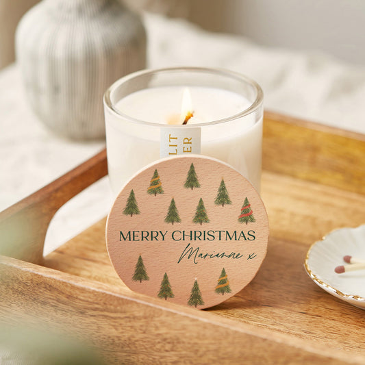 Gift for Friend Tree Motif Christmas Scented Candle with Lid