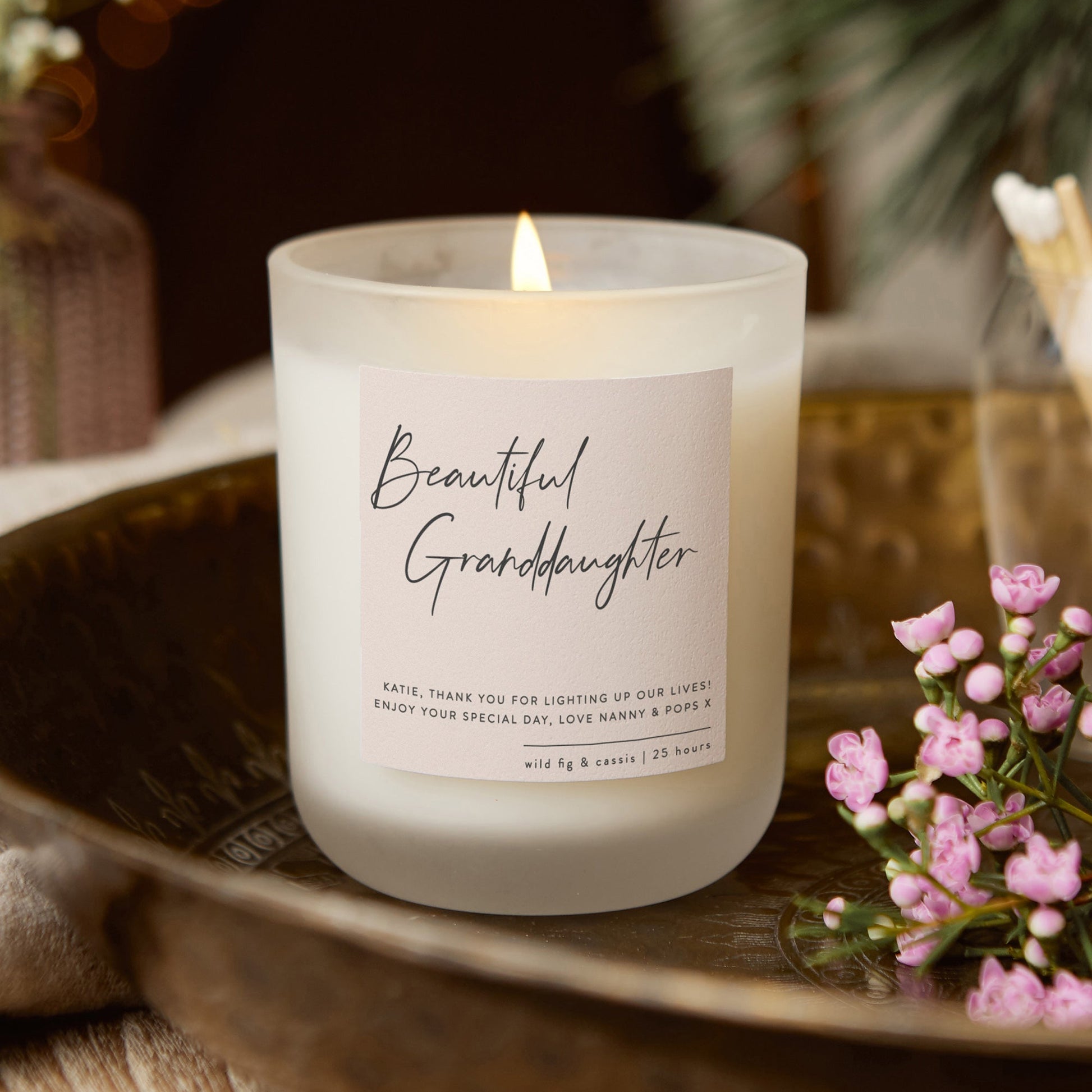 Gift for Granddaughter Muted Script Candle - Kindred Fires