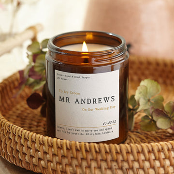 Gift for Groom Wedding Day Candle - Kindred Fires