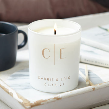 Christmas Gift for Her Girlfriend Wife Simple Initials Candle - Kindred Fires