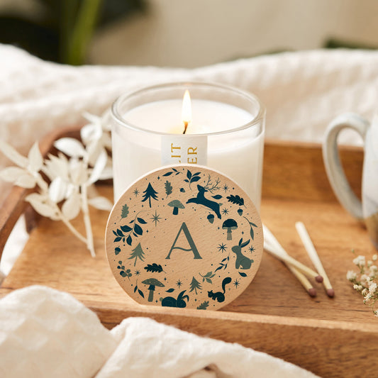 Gift for Her Initial Woodland Christmas Scented Christmas Candle
