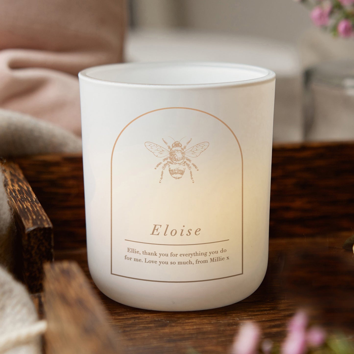 Christmas Gift for Her Personalised Bee Tealight Holder with Candles - Kindred Fires
