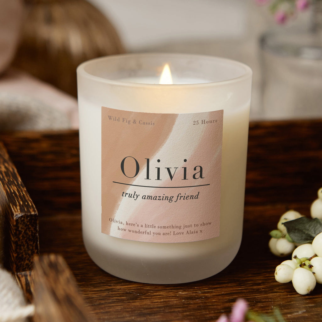 Gift for Her Personalised Candle Muted Pastel - Kindred Fires
