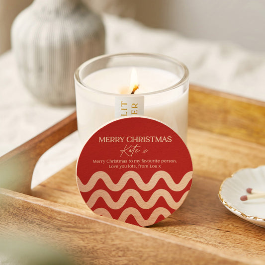 Gift for Her Red Stripe Christmas Scented Christmas Candle with Lid