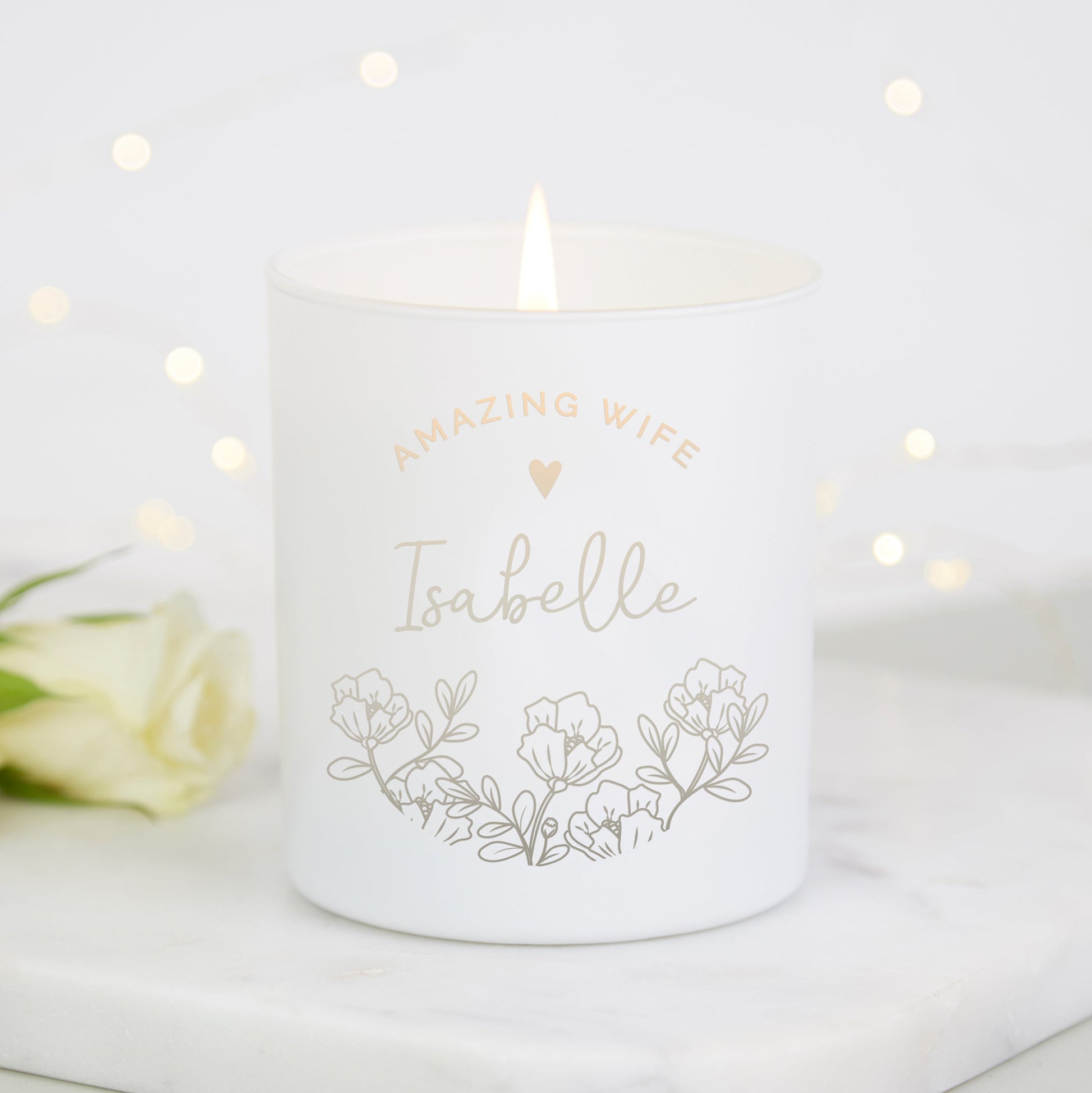 Gift for Wife Personalised Glow Through Candle - Kindred Fires
