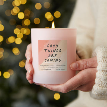 Good Things Are Coming Pink Affirmation Candle - Kindred Fires