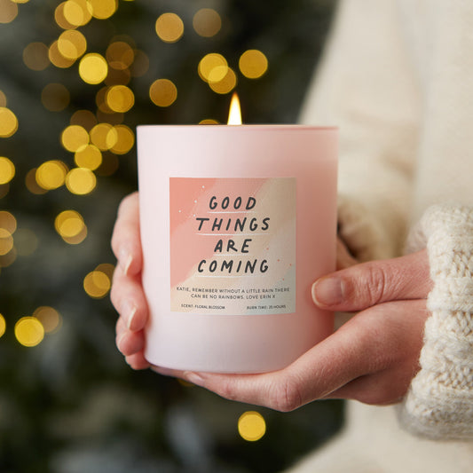 Good Things Are Coming Pink Affirmation Candle - Kindred Fires
