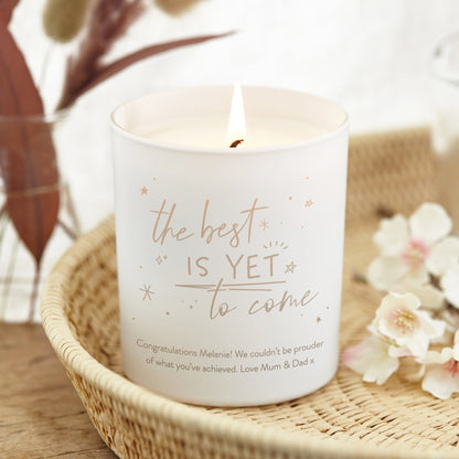 Graduation Gift for Her Best Is Yet To Come White Candle - Kindred Fires