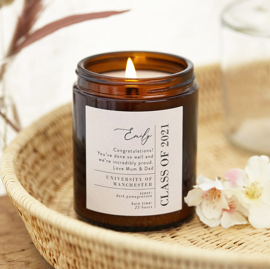 Graduation Gift Personalised Apothecary Candle - Kindred Fires