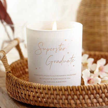 Graduation Gift Superstar Graduate White Candle - Kindred Fires