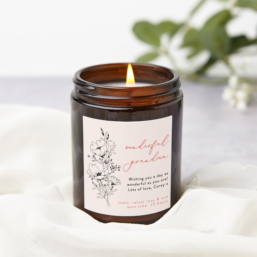 Grandma Birthday Gift Personalised Candle - Kindred Fires