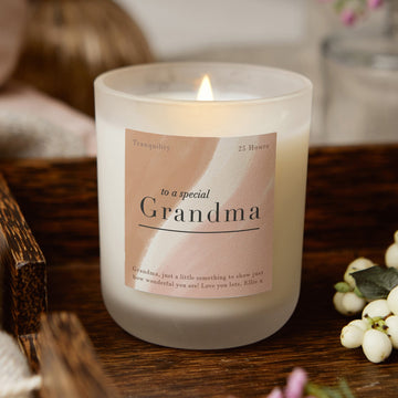 Grandma Christmas Gift Personalised Frosted Candle - Kindred Fires