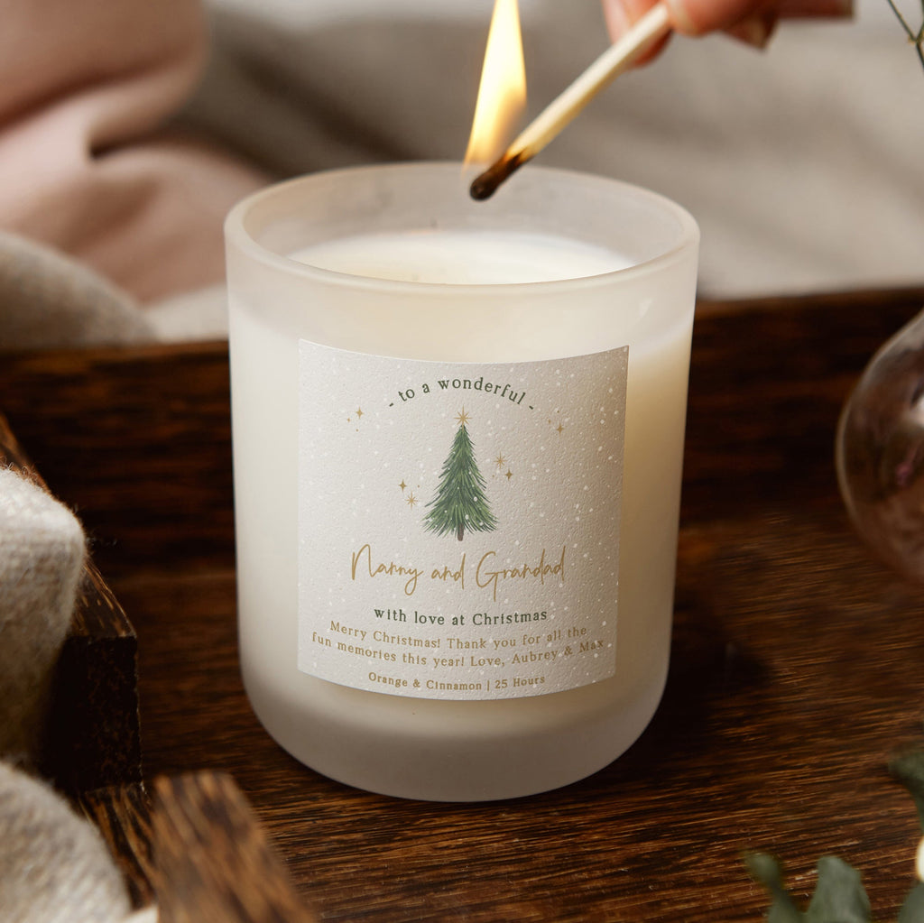 Grandparents Christmas Gift Personalised Candle - Kindred Fires