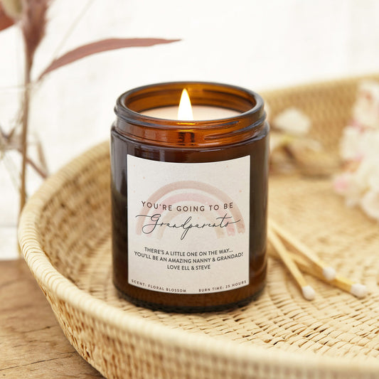 Grandparents Pregnancy Announcement Gift Candle - Kindred Fires