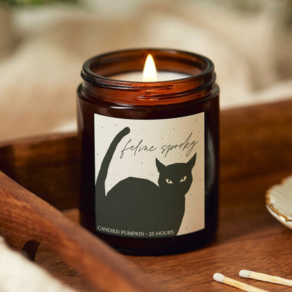 Halloween Candle Black Cat Feline Spooky - Kindred Fires