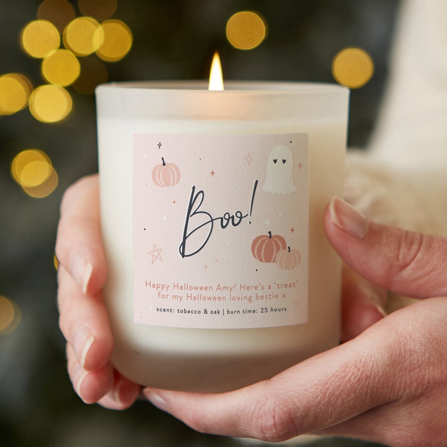 Halloween Candle Boo Pink - Kindred Fires