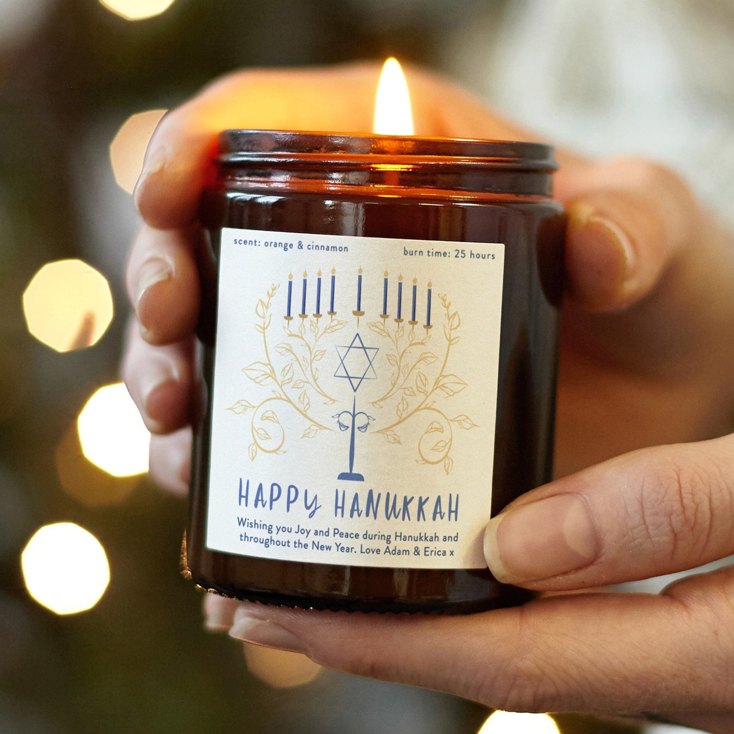 Hanukkah Gift Personalised Candle - Kindred Fires