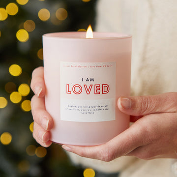 I Am Loved Pink Affirmation Candle - Kindred Fires