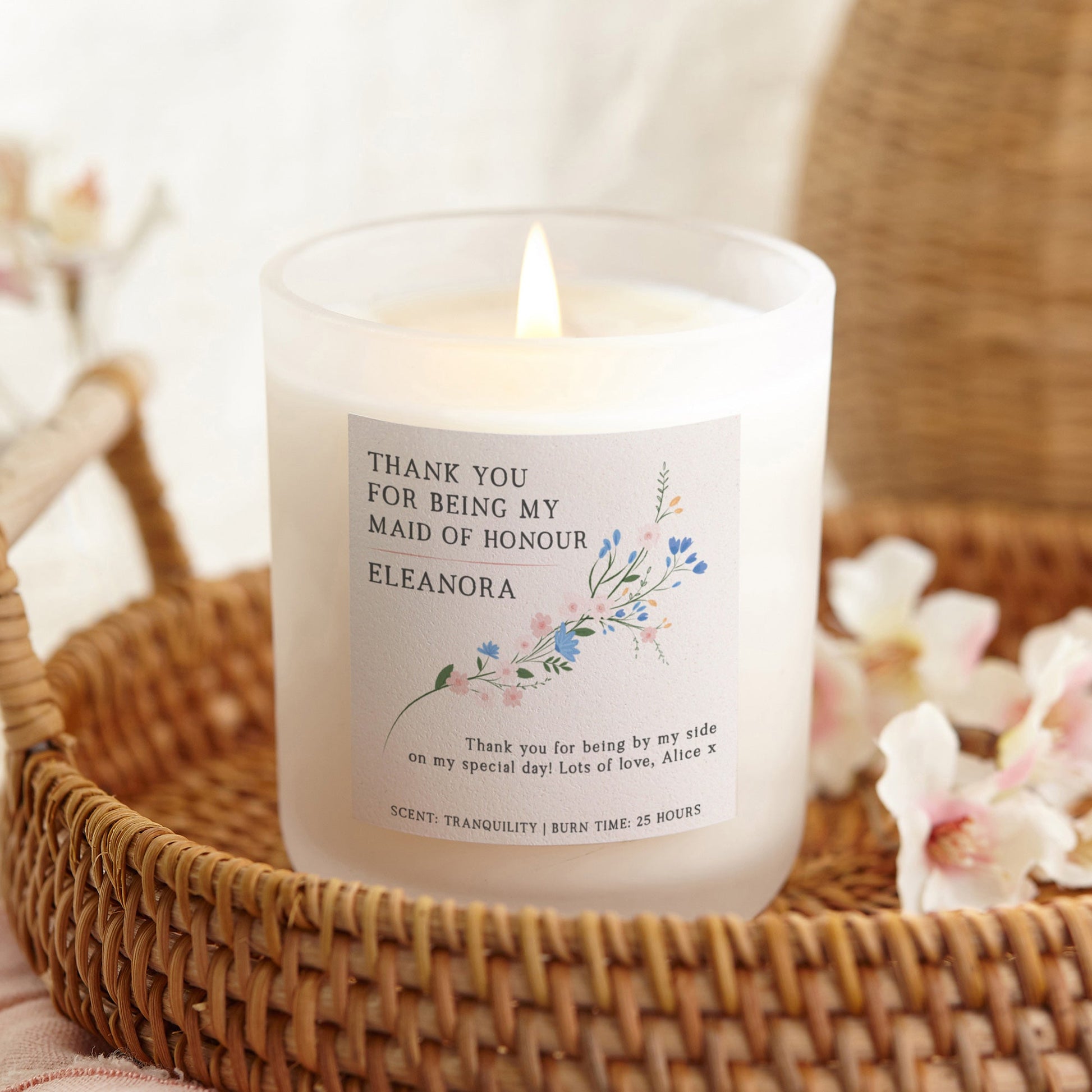 Maid of Honour Gift Floral Candle - Kindred Fires