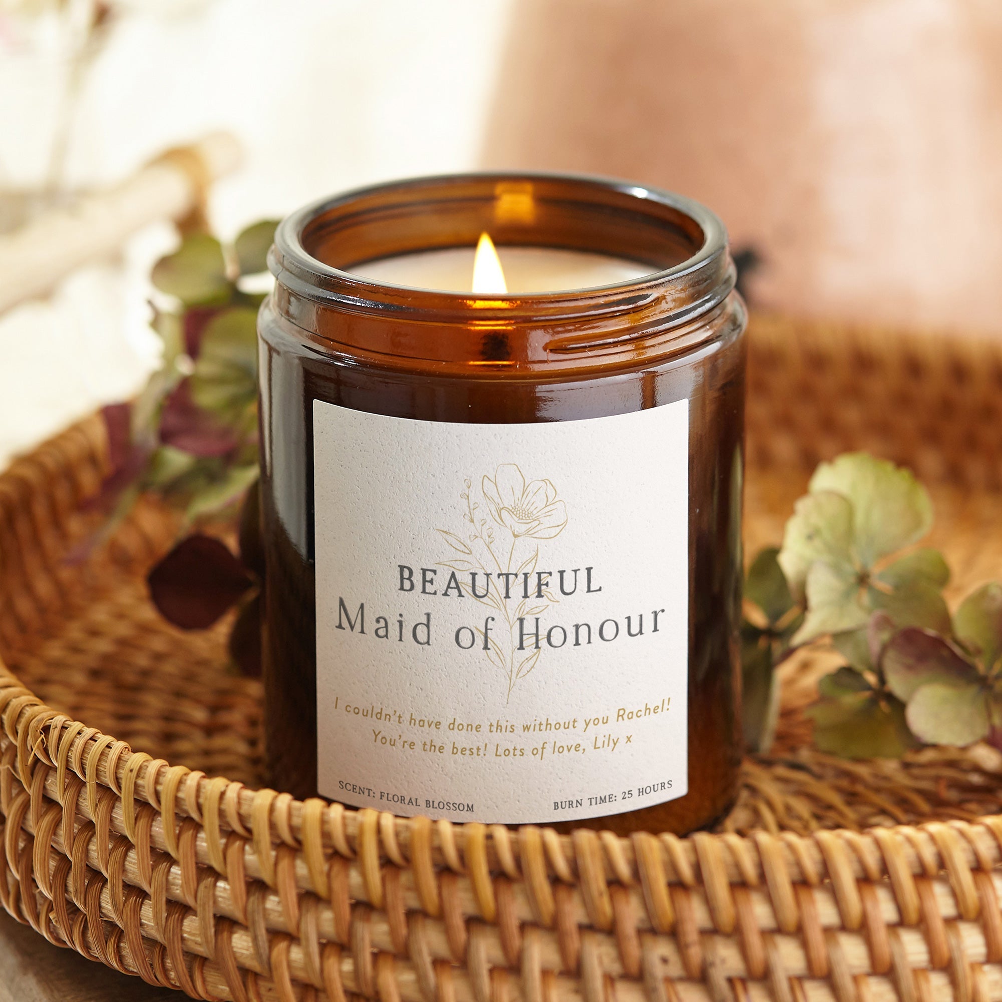 Maid of Honour Gift Personalised Candle - Kindred Fires