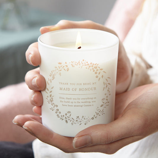Maid of Honour Gift Scented White Candle - Kindred Fires