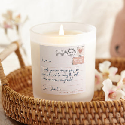 Maid of Honour Gift Thank You Letter Candle - Kindred Fires