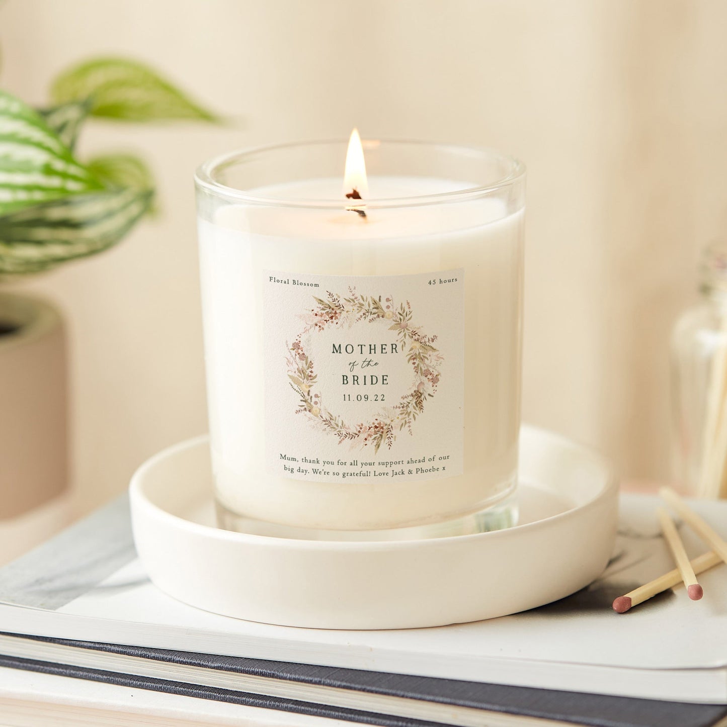 Mother of the Bride Personalised Luxury Candle Dried Flower - Kindred Fires