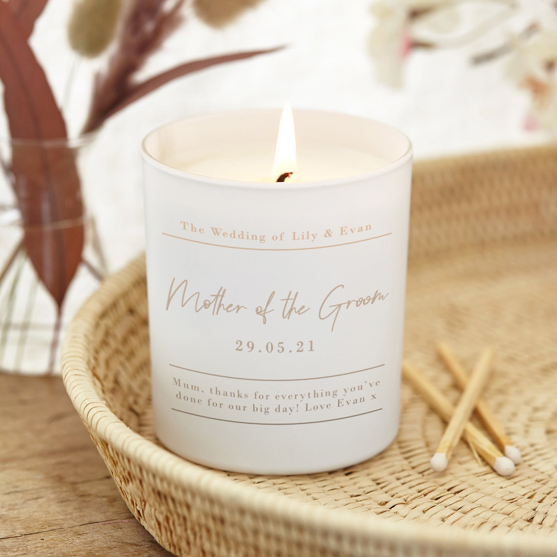 Mother of the Groom Gift White Candle - Kindred Fires