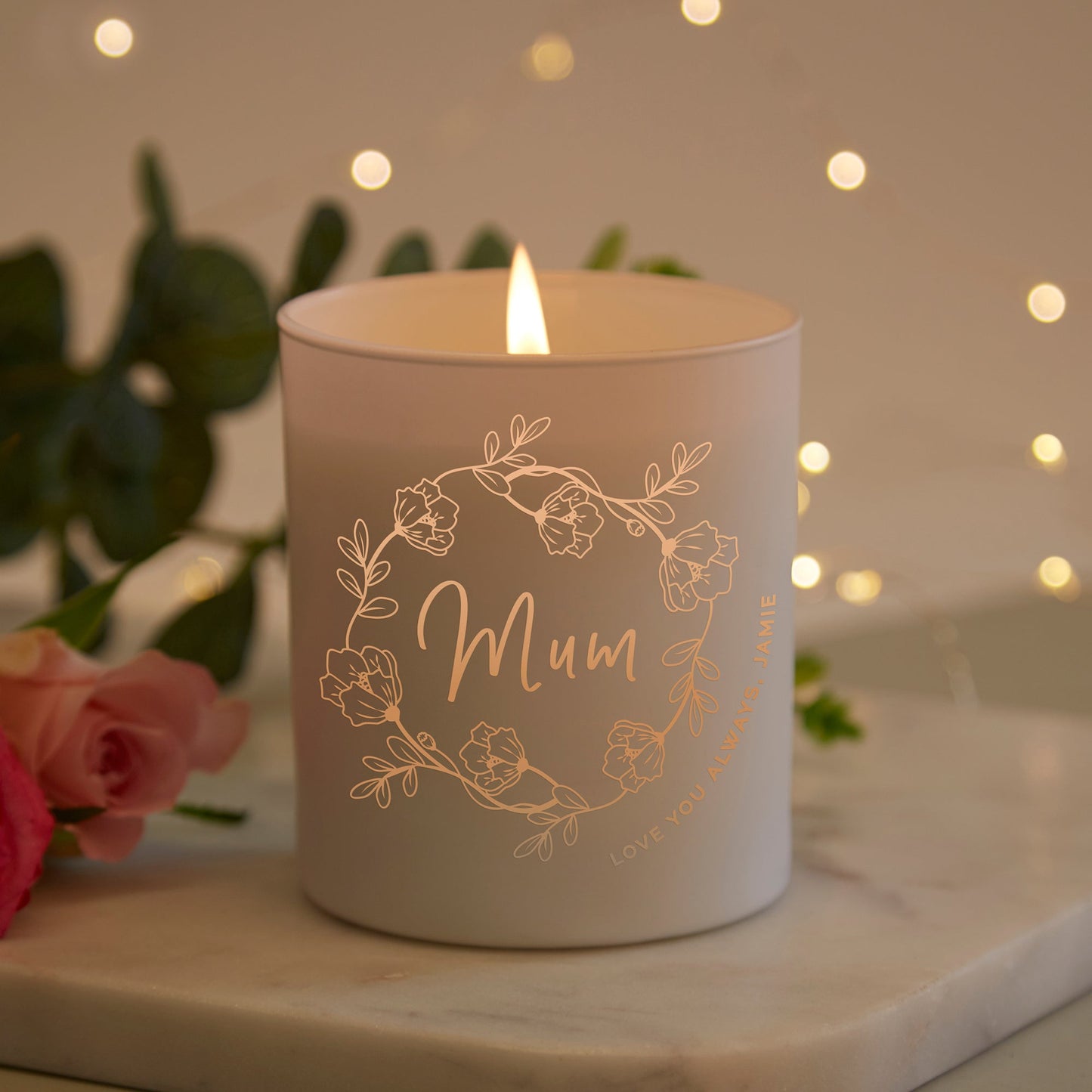 Mother's Day Gift Floral Personalised Candle - Kindred Fires