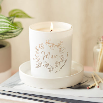 Mother's Day Gift Floral Personalised Candle - Kindred Fires