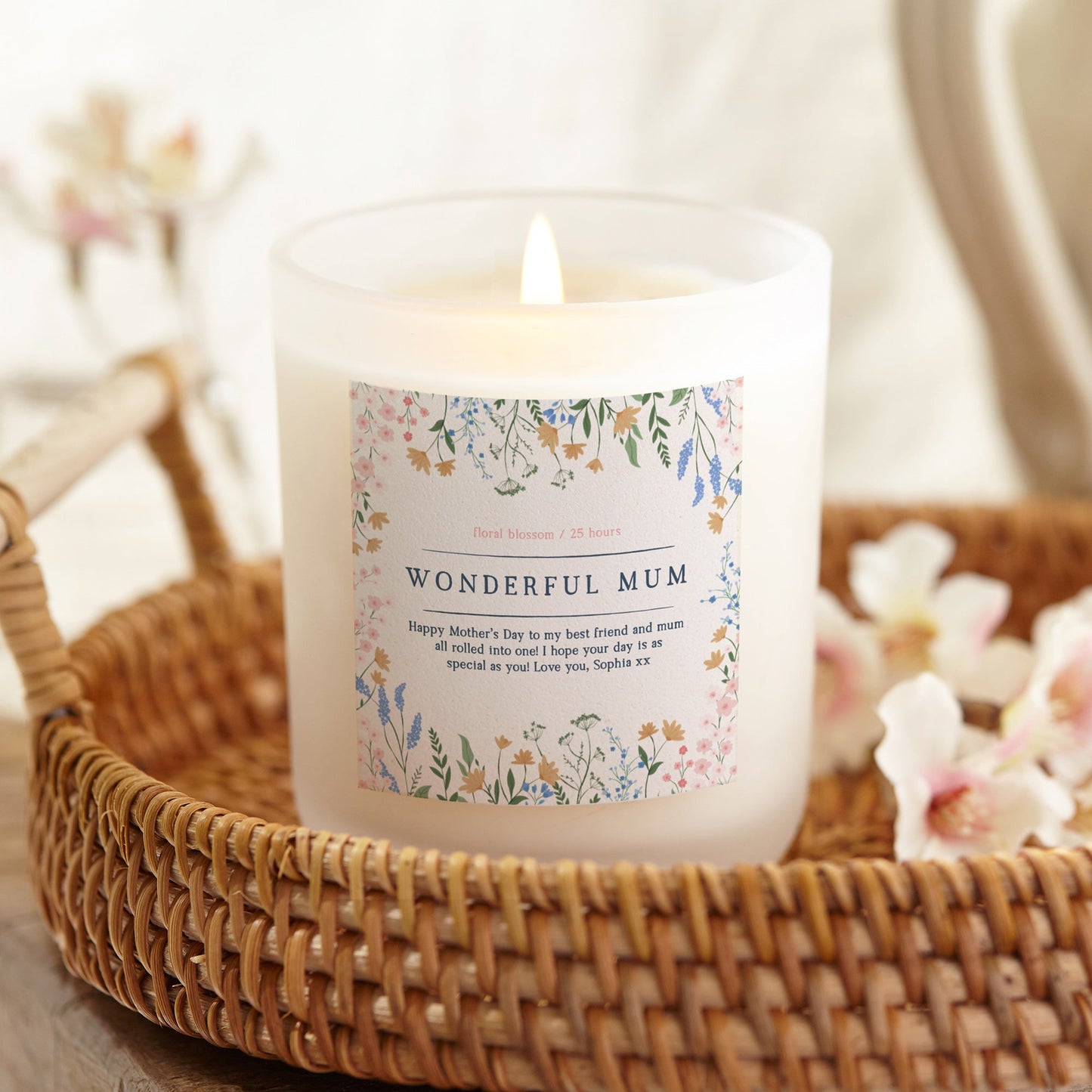 Mother's Day Gift Mum Floral Personalised Candle - Kindred Fires