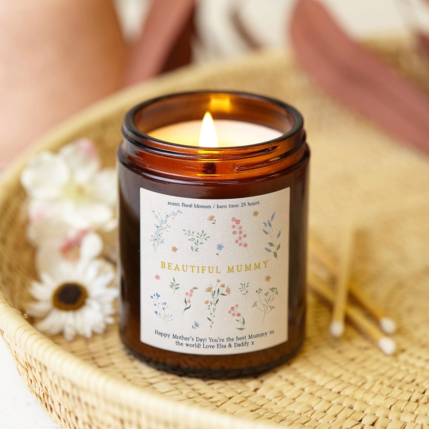 Mother's Day Gift Mummy Floral Candle - Kindred Fires