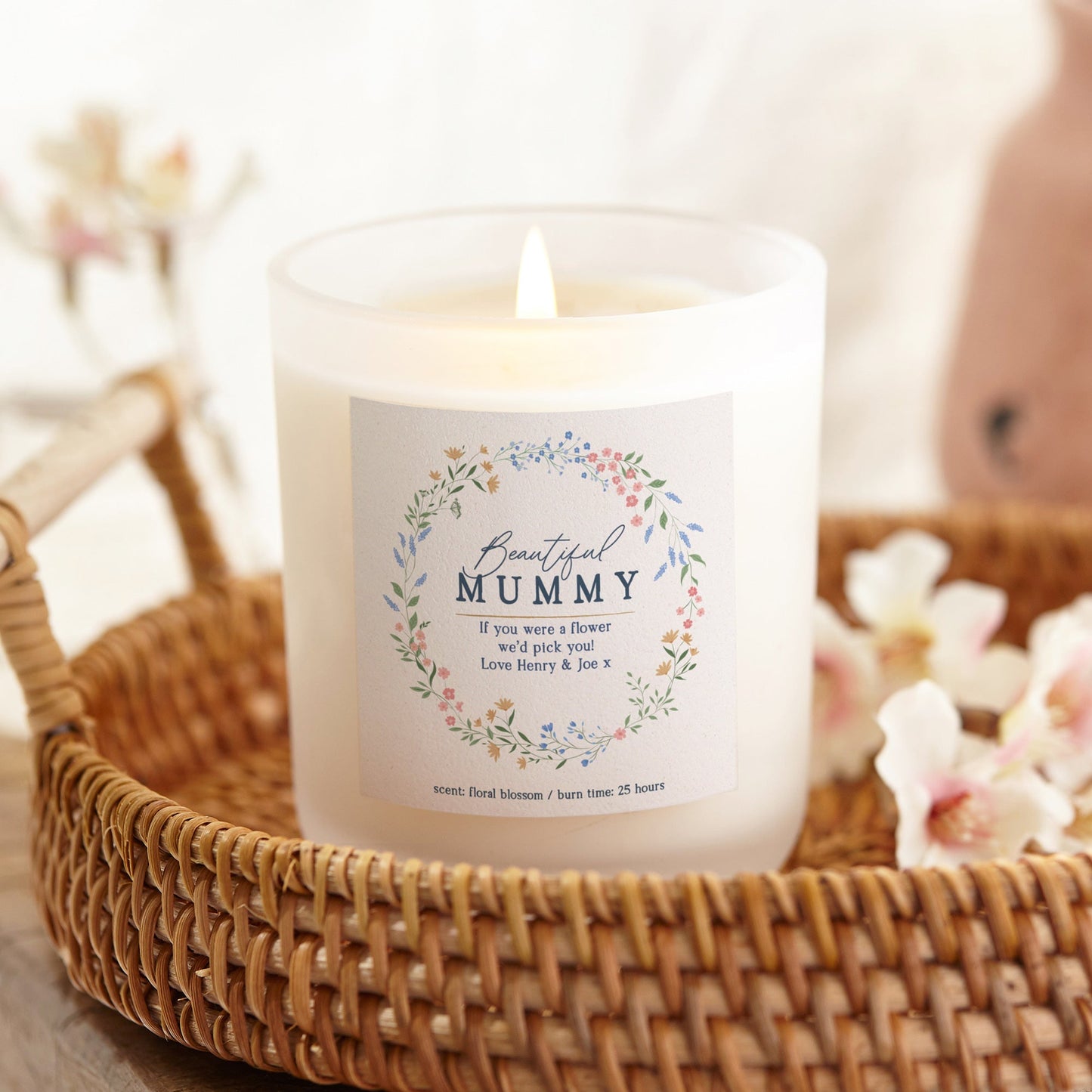 Mother's Day Gift Mummy Floral Personalised Candle - Kindred Fires