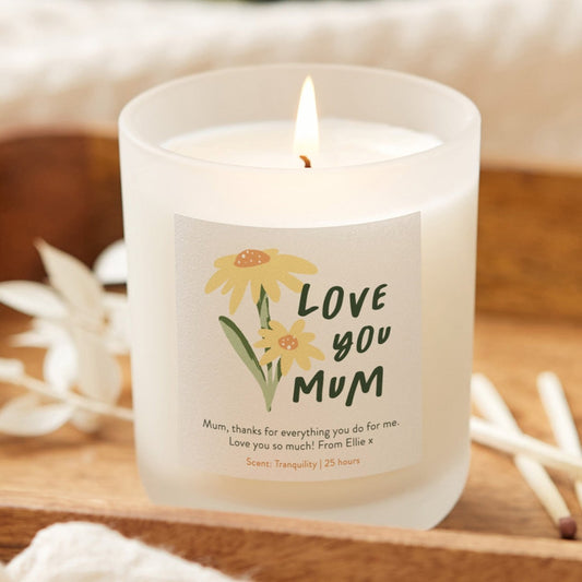 Mother's Day Gift Personalised Candle Love You Mum - Kindred Fires