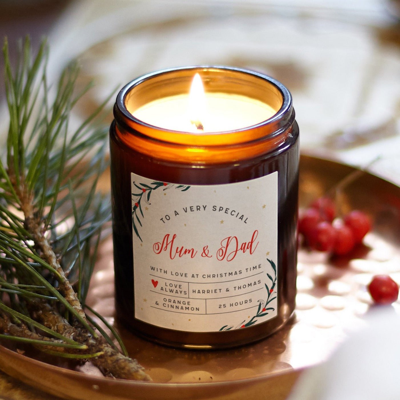 Mum and Dad Christmas Gift Candle - Kindred Fires